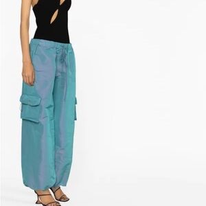 LaQuan Smith Iridescent taffeta cargo pants
